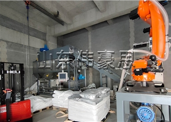化工粉自動(dòng)破袋機(jī)械手，袋料全自動(dòng)拆包機(jī)現(xiàn)場(chǎng)
